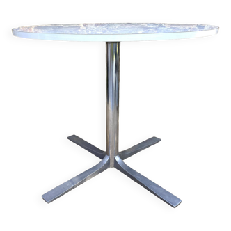 Table ronde en formica et chrome, Années 60-70