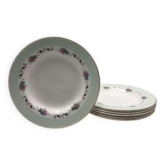 6 assiettes creuses estampillées “ l’amandinoise”