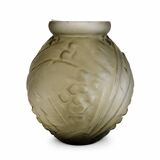 Large Art Deco vase Etaleune pressed glass – France 1930–50