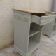 2 Louis Philippe style bedside tables reimagined in grey-green, wooden top.
