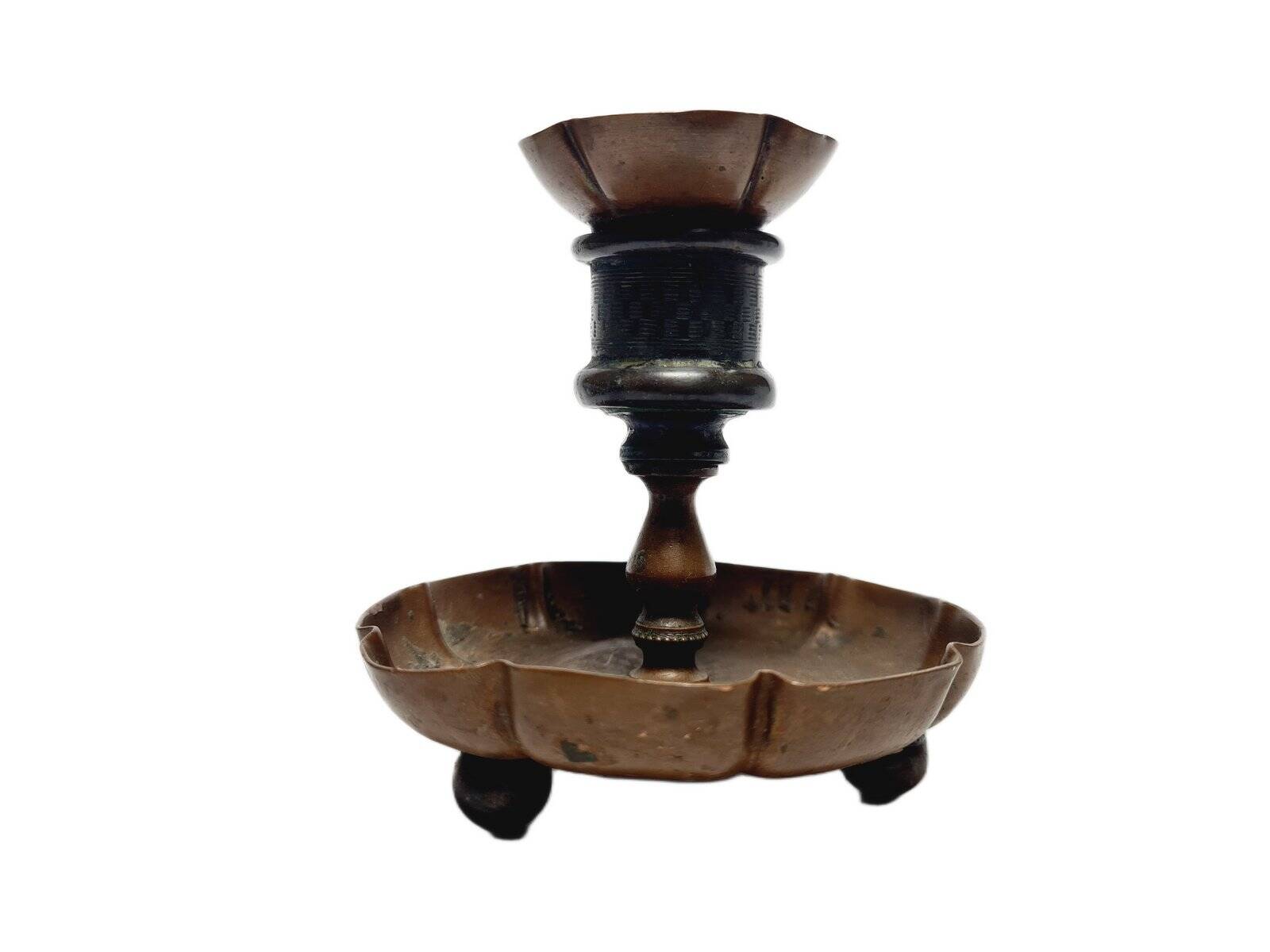 Guilloched candleholder, United Kingdom, early 1900s