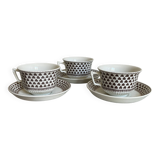 Set of three Adams cups and three saucers
