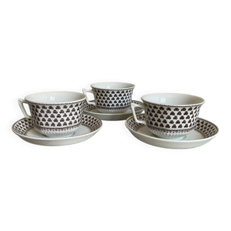 Set of three Adams cups and three saucers