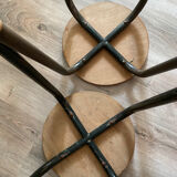 Pair of metal and wood workshop stools