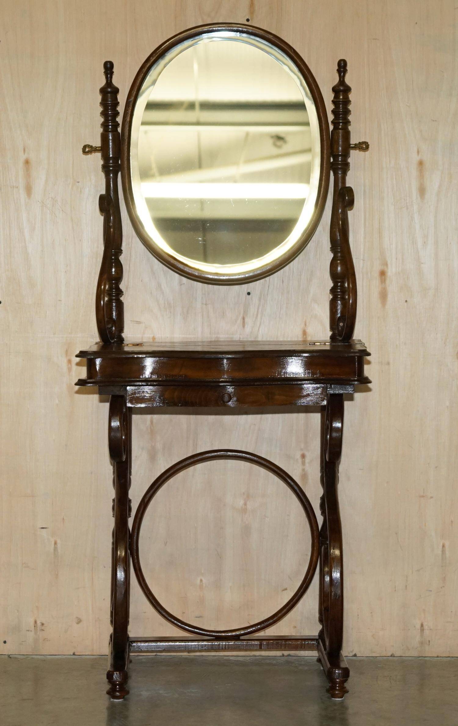 Victorian Thonet dressing table in bent wood with adjustable stool.