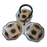 Serving dish in 3 parts + vintage wrought iron handle