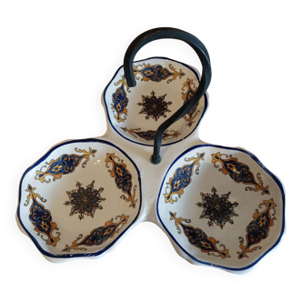 Serving dish in 3 parts + vintage wrought iron handle