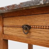 Art Deco nightstand in oak with pink marble top, France ca. 1930