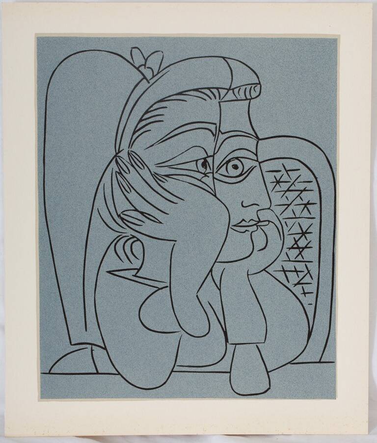 Pablo Picasso: Woman Leaning on a Chair, Linocut