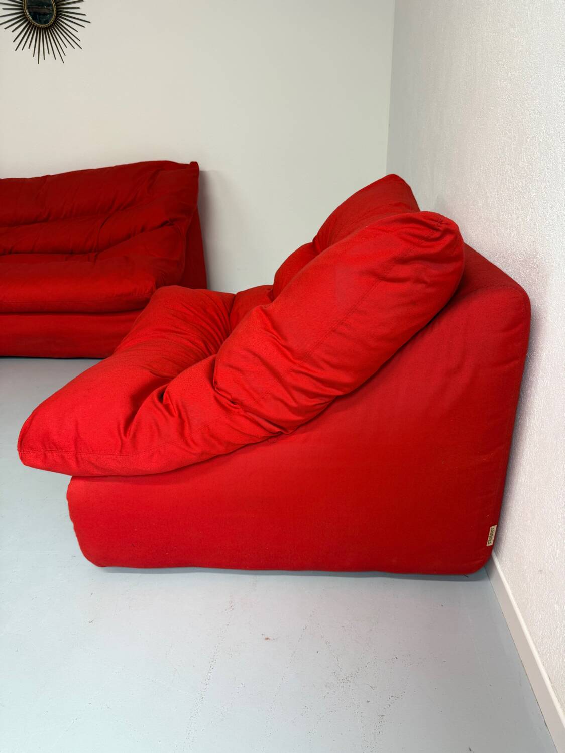 Living room sofa and 2 armchairs French design Steiner 70s vintage fabric