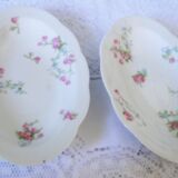 Lot 2 old porcelain raviers limoges decor petites roses on a white background