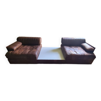 Modular leather sofa De Sede DS88 1970 + coffee table
