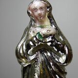 Old small virgin in polychrome 19th century glass eglomisée