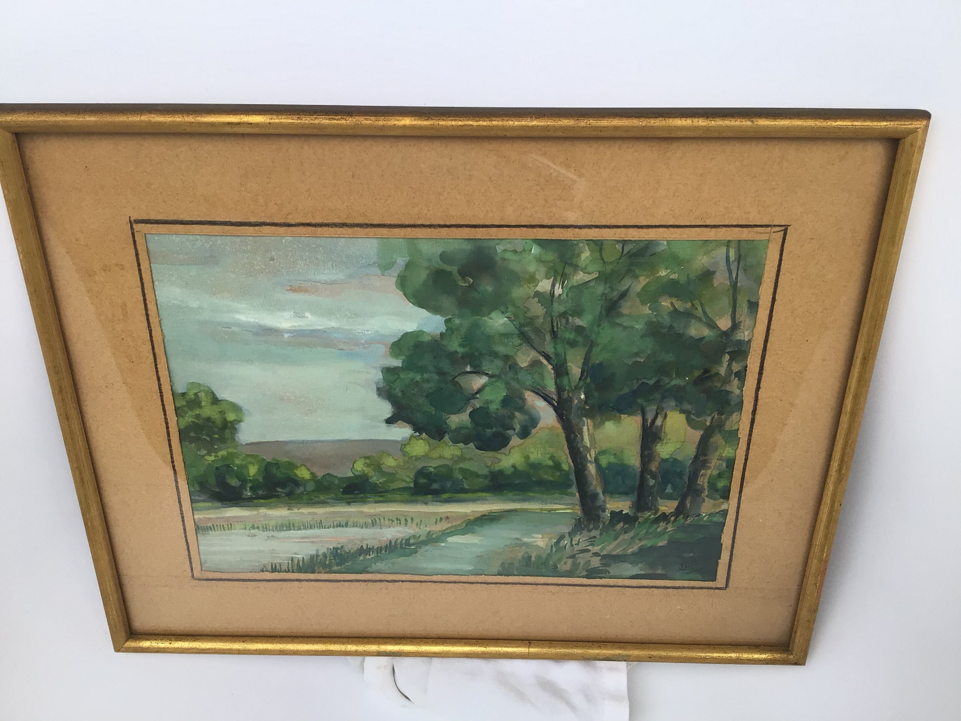 Landscape watercolor painting by F. Joerg