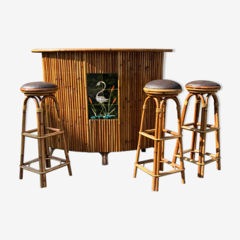 Rotin Ceramic Bar - 3 high stools