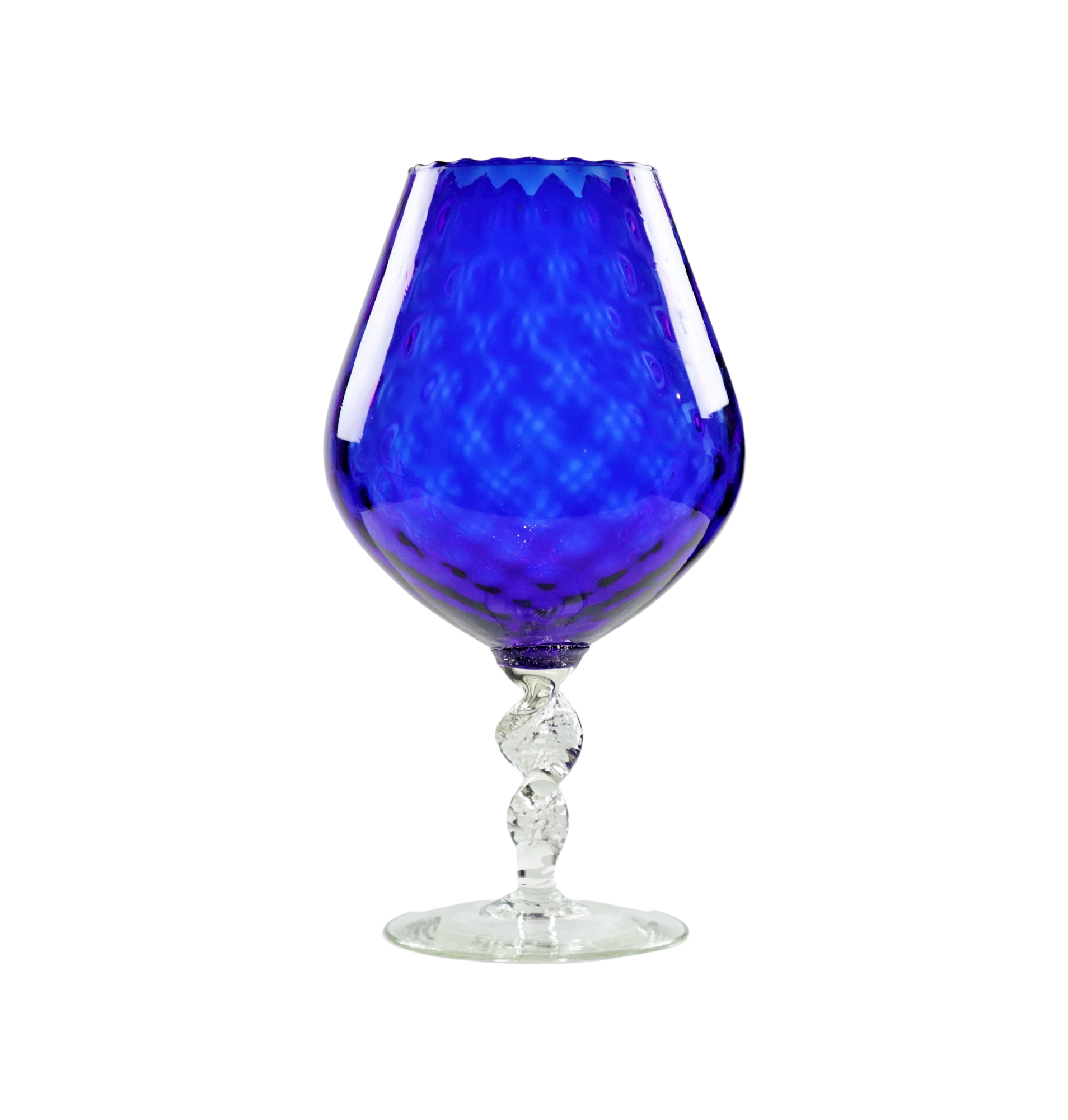 Blue glass snifter vase brandy cognac cobalt empoli italy 33cm