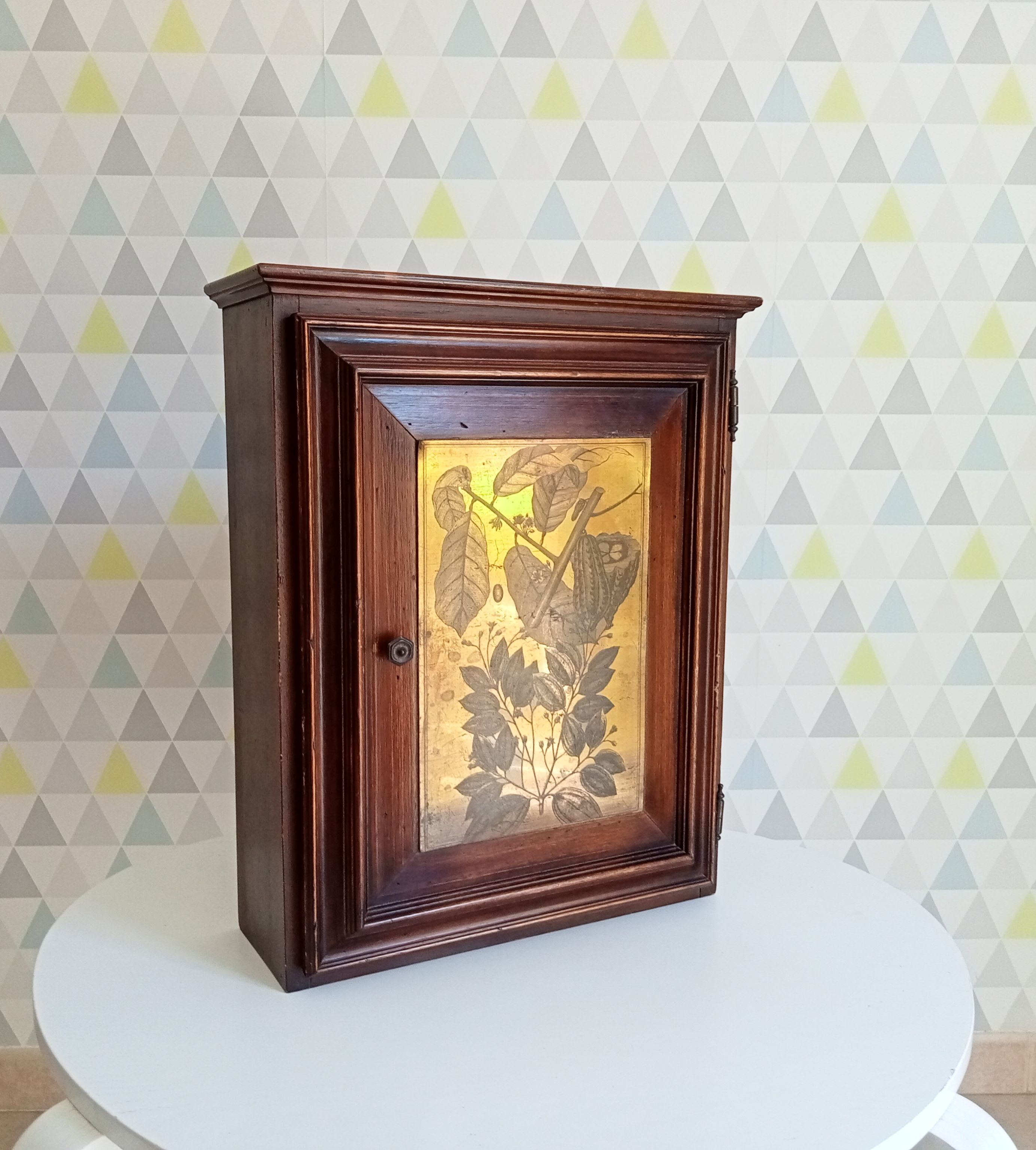 Antique wooden and brass bathroom cabinet 40/50s