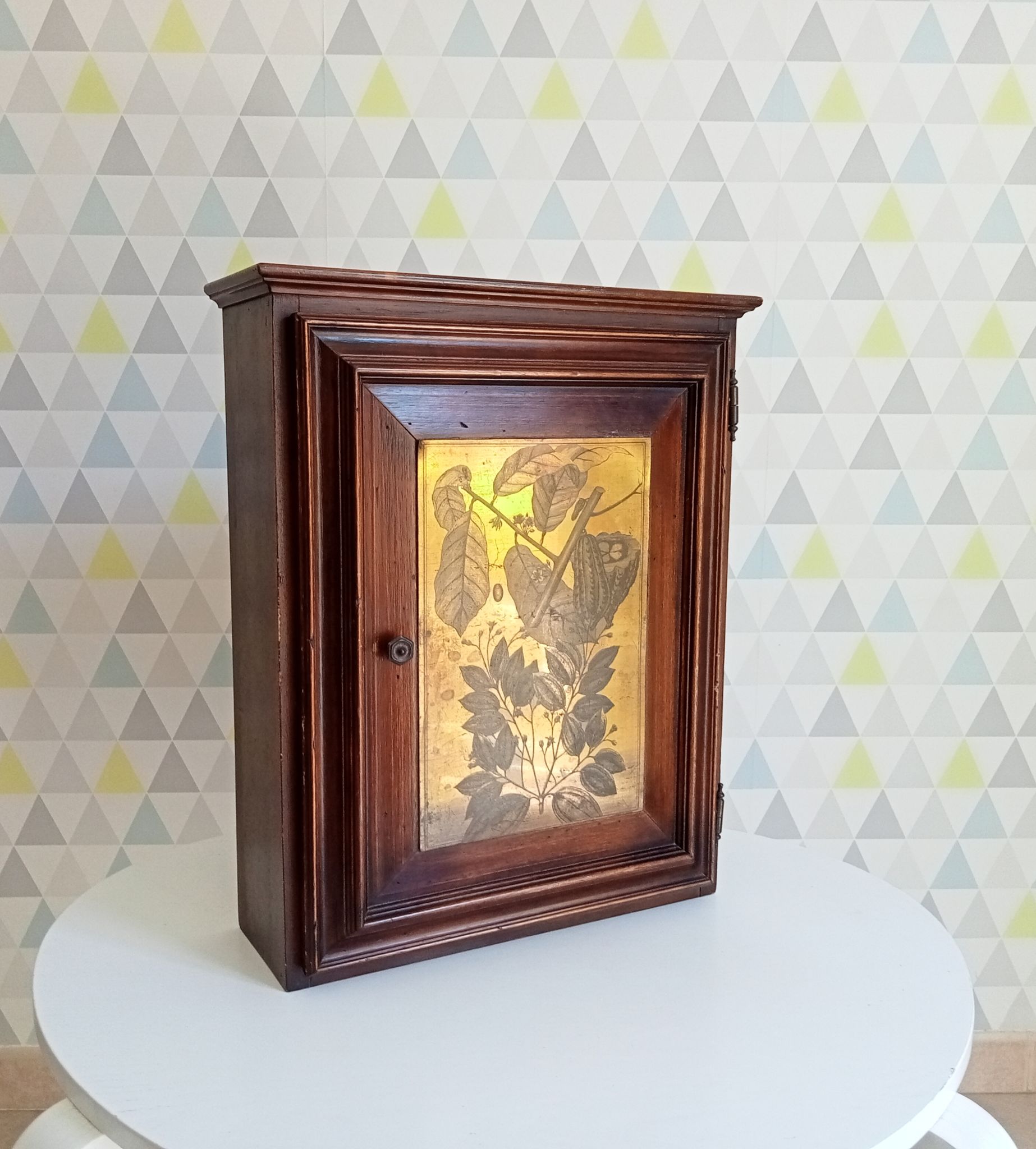 Armoire de toilette ancienne en bois et laiton années 40/50
