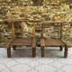Ancient Baoulé African chairs in carved wood, Wabi-Sabi.