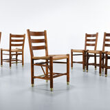 Viggo Hardie-Fischer, set of 6 Danish church chairs in oak for Sorø Møbelfabrik. 1950s