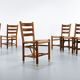 Viggo Hardie-Fischer, ensemble de 6 chaises d'église danoises en chêne pour Sorø Møbelfabrik. Années 1950