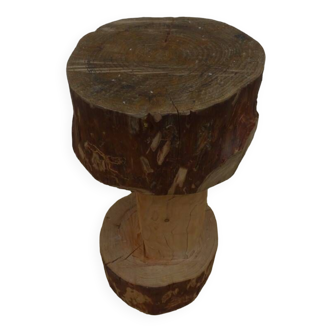 Large carved stool in solid oak