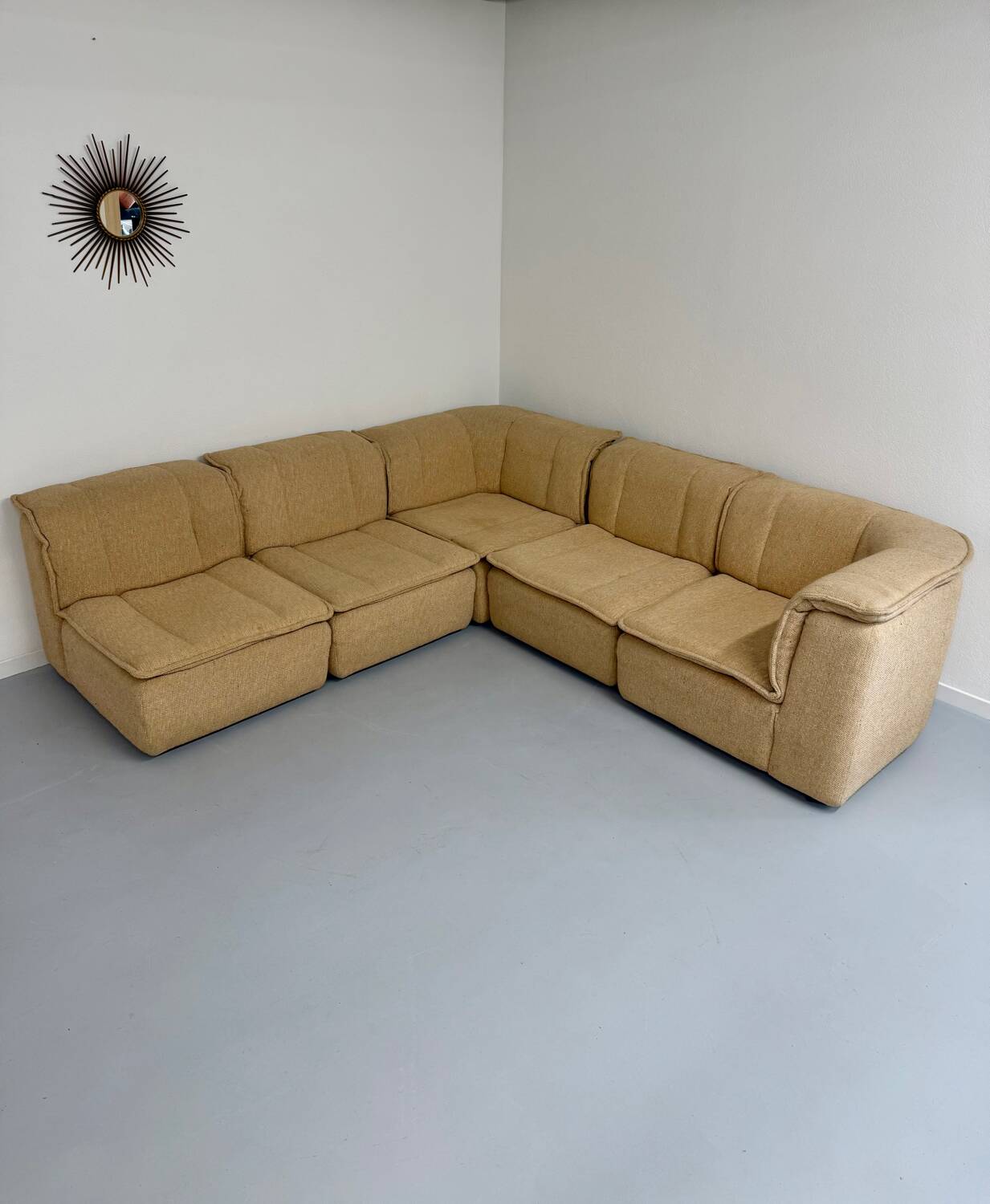 Modular sofa in beige fabric, 70s, 5 elements