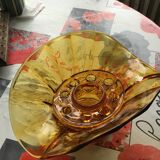 1920s amber glass vase with integrated flower spike