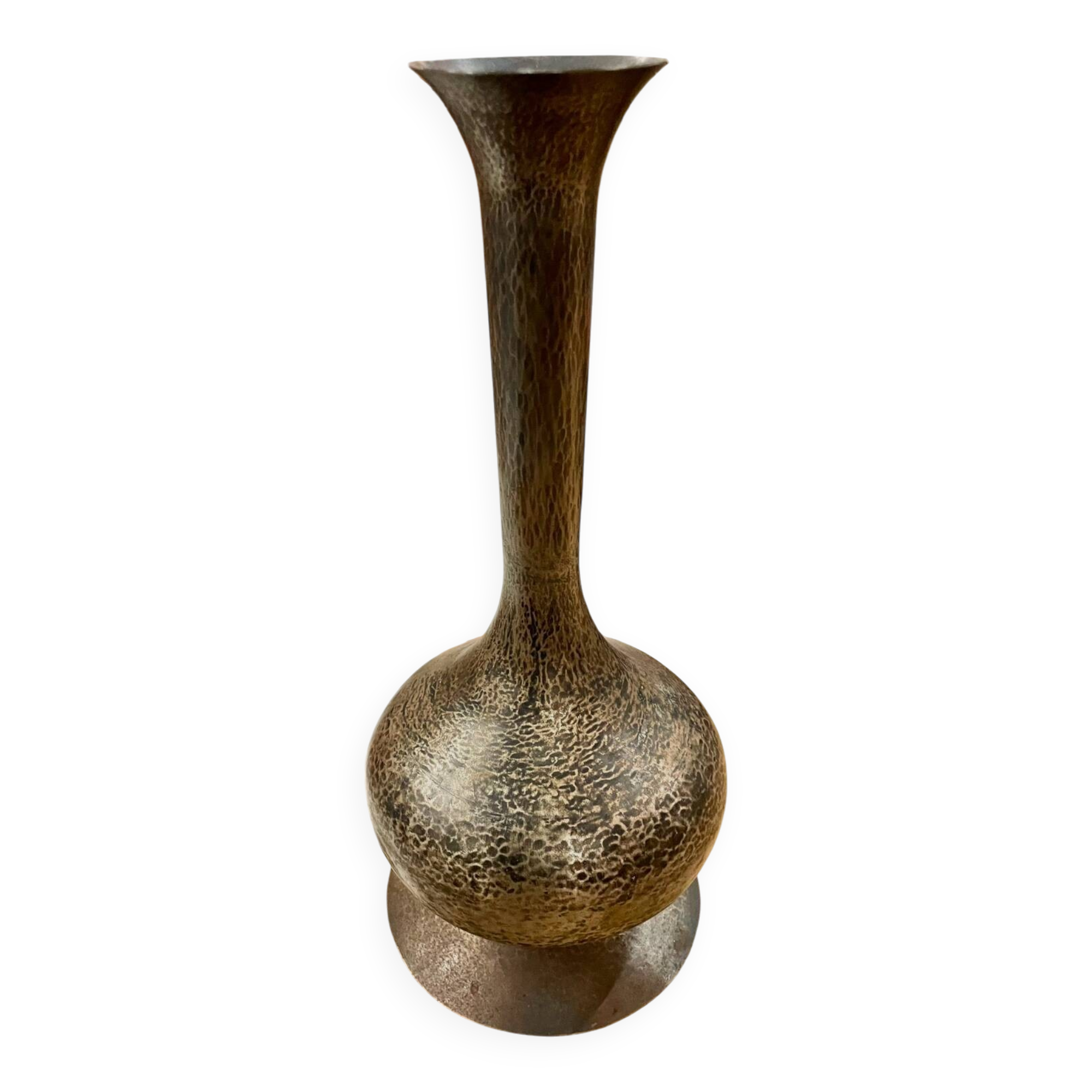 Hammered metal vase