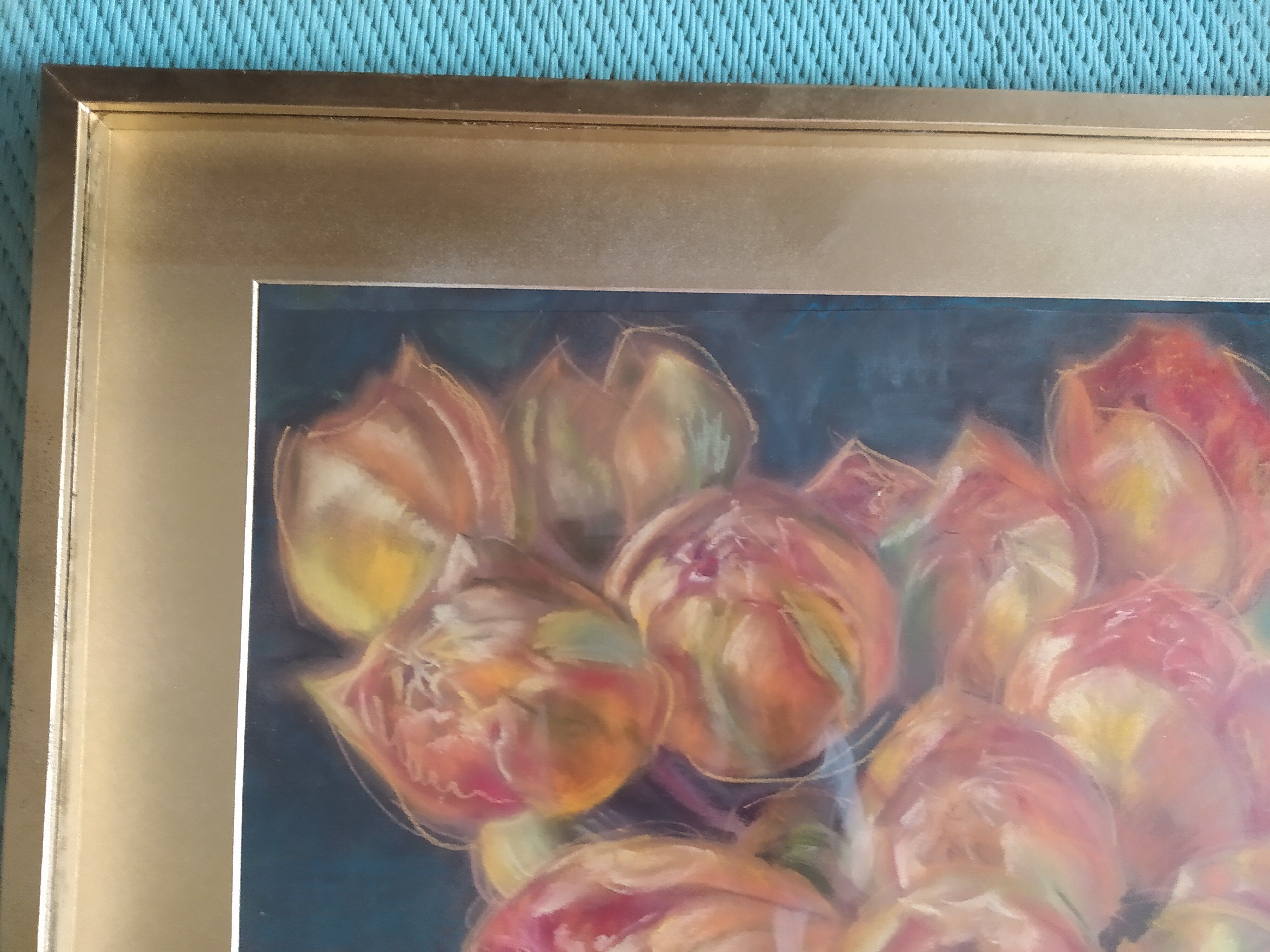 Pastel nature morte aux tulipes