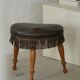 Danish oak tripod stool from the early 20th century with leather fringe, 1930s.