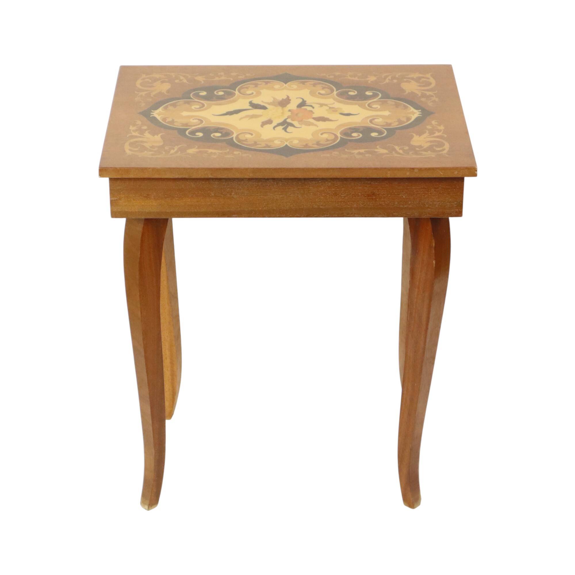 Italian Music Box Wooden Table Sorrento Sankyo