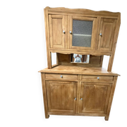 Renovated solid oak dresser – vintage chic country buffet – glass cabinet