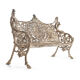 Sculpted cast iron bench and white patina wood