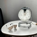 Stunning Pair of 70s Lamps in Chrome Metal and Crafted Glass Richard Essig Besigheim Design