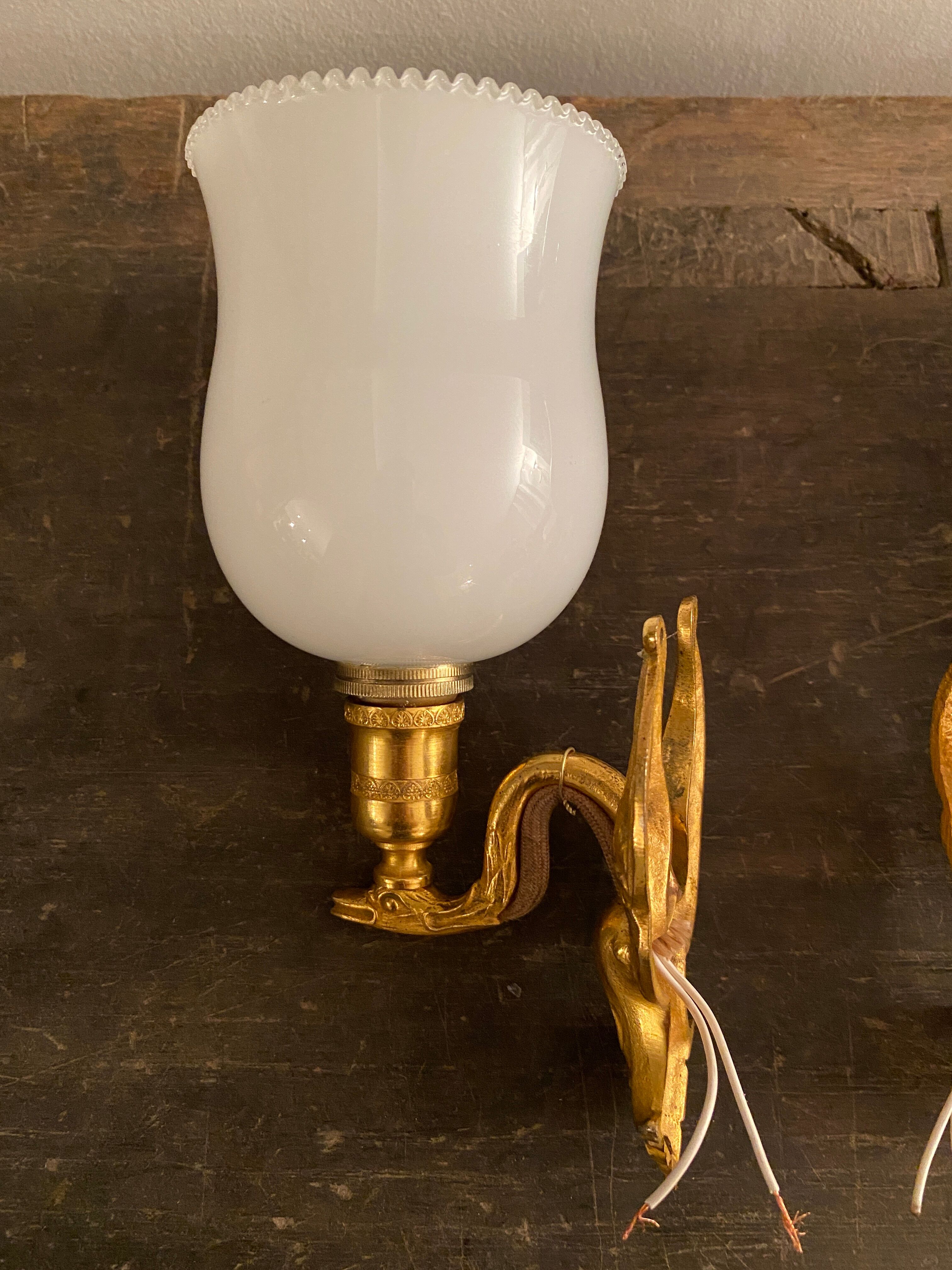 Pair of swan wall light  empire style