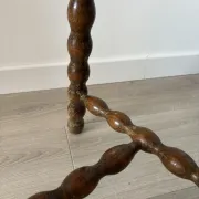 Antique tripod stool, solid wood, turned wood.