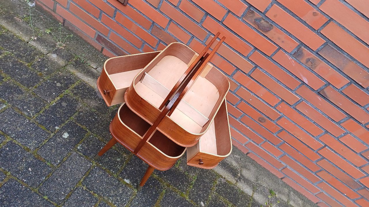 Mid Century Sewing Box With . Asystent Teak 1960/70s