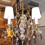 Antique Brass Chandelier with Antique Tassels and Lampshades