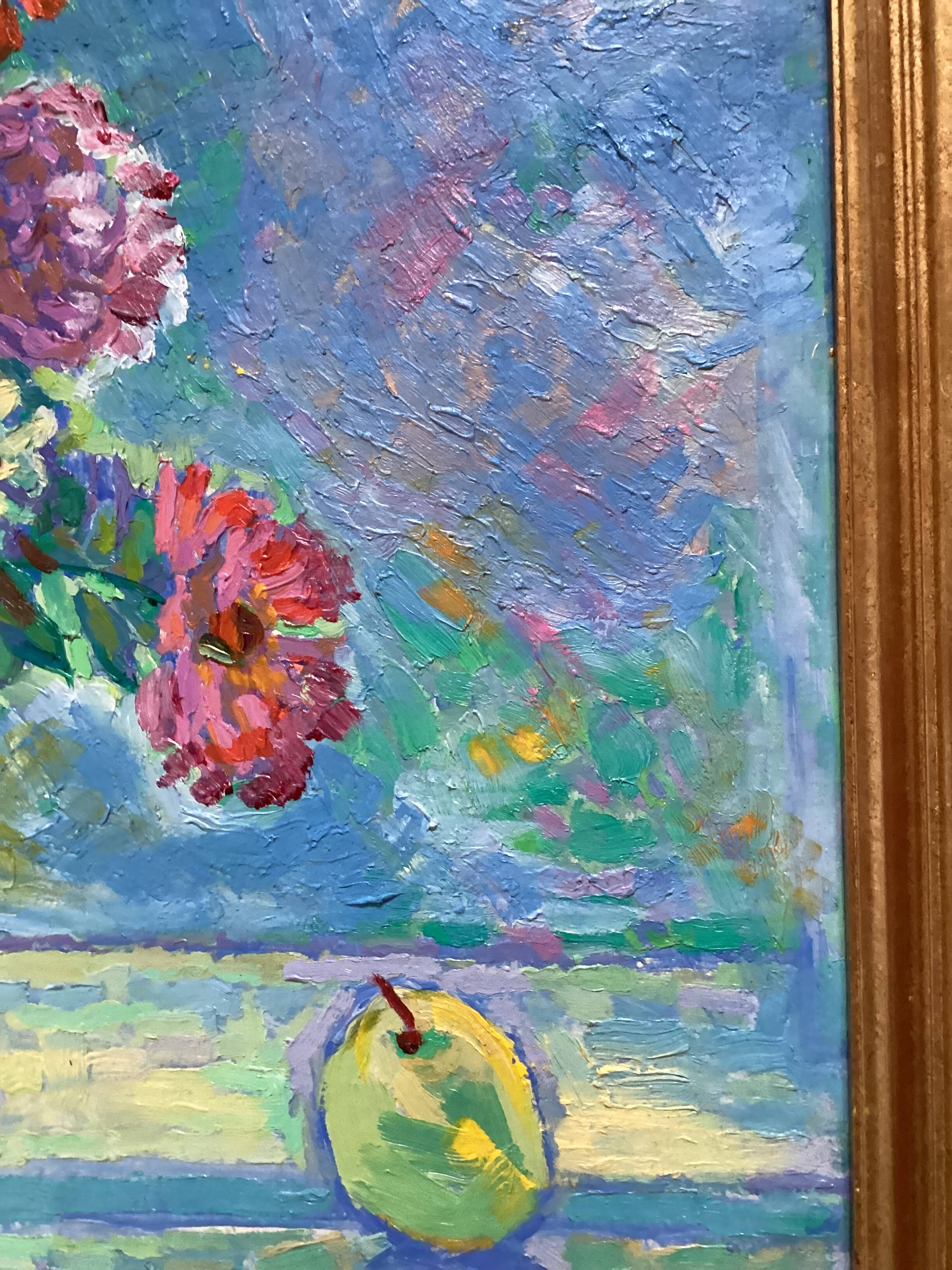 Oil painting on cardboard signed, dimensions: height - 88 cm, width - 75 cm.