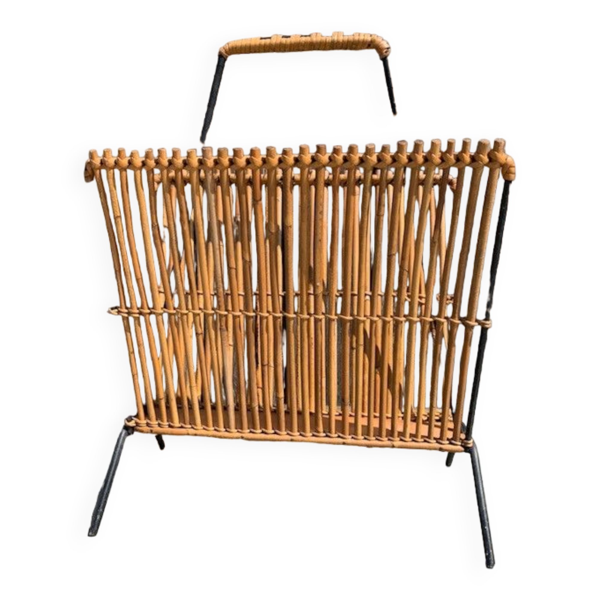 Rattan and bamboo magazine holders 60s
