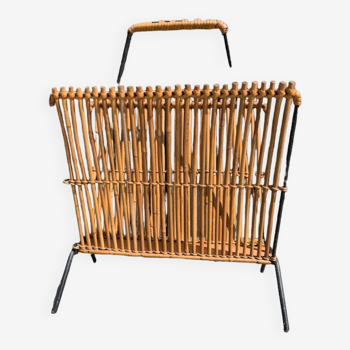 Rattan and bamboo magazine holders 60s