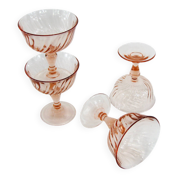 4 coupes à champagne Rosaline Luminarc, années 80