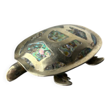 Abalone shell & alpaca silver turtle box, Mexico, 1970s