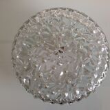 Round ceiling lamp in bubbled glass / vintage 60s-70s