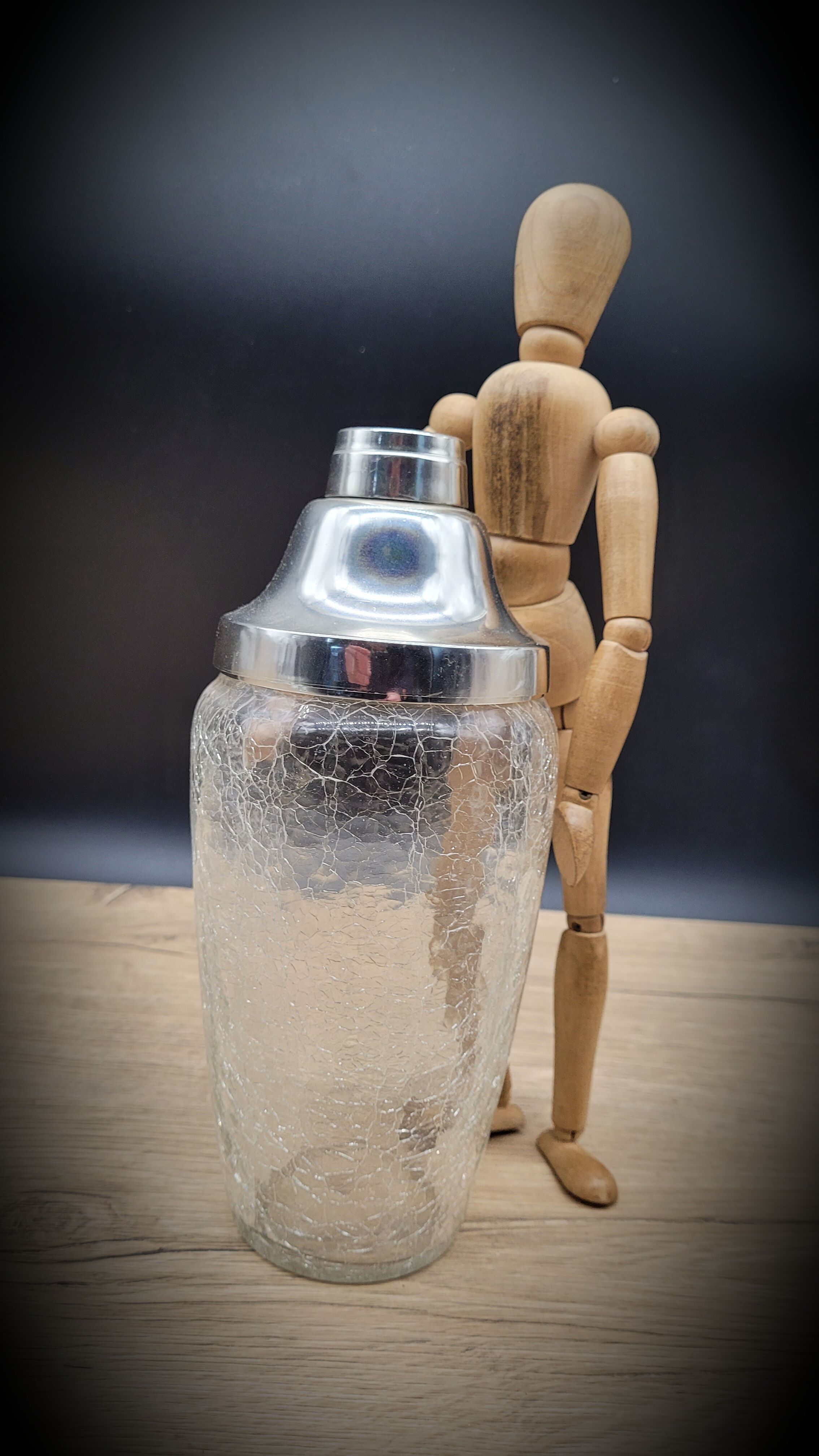 Chiseled glass cocktail shaker