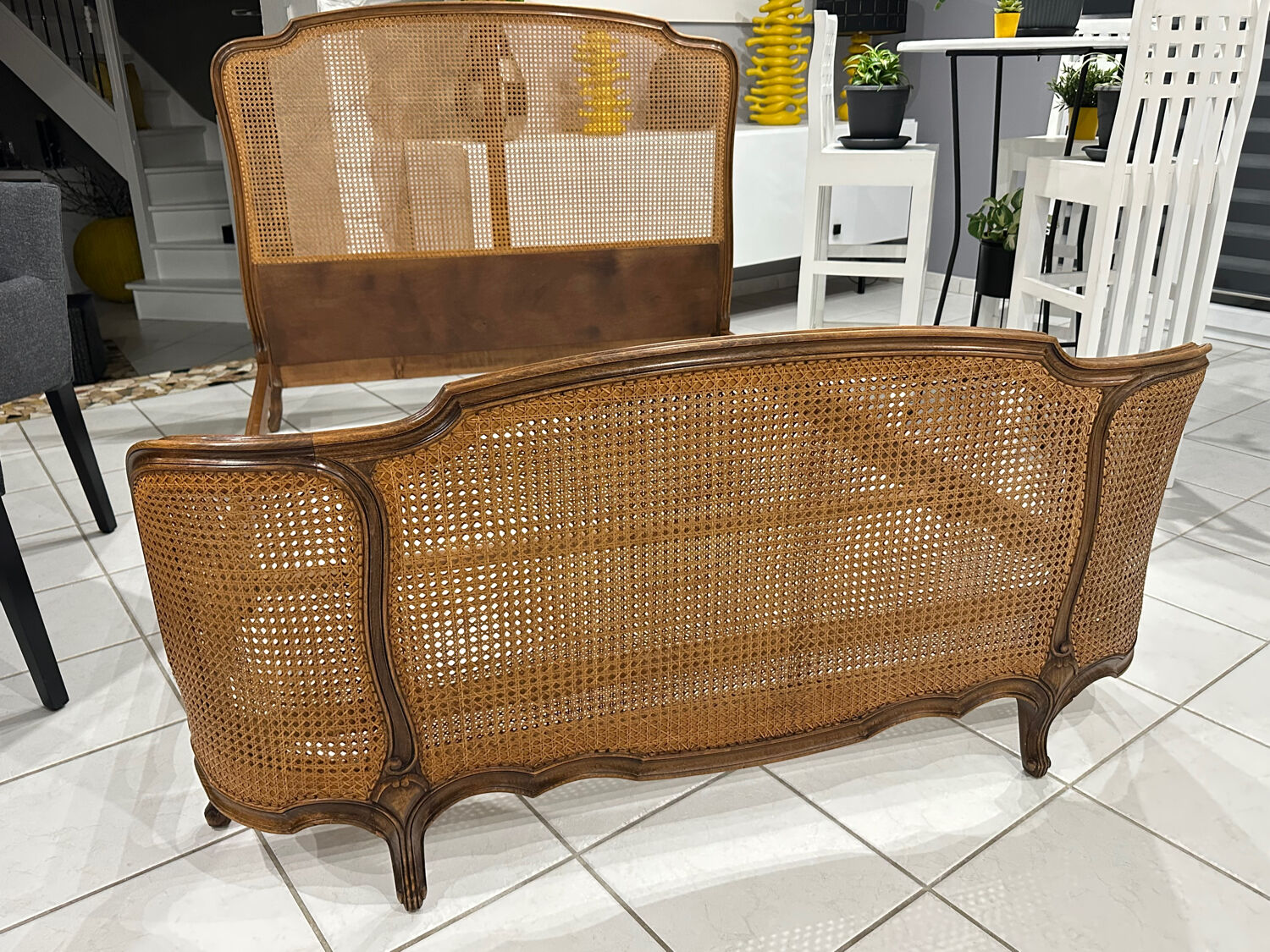 Double wicker basket in Louis XV style, 1950.