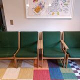 Set of 4 green Danish armchairs