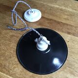 Industrial black enameled sheet metal pendant light