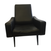 Fauteuil des années 60 en skai noir